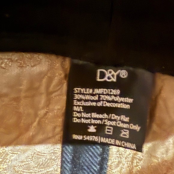 DAVID & YOUNG HOUNDSTOOTH BLACK AND WHITE WOOL BLEND FEDORA UNISEX - Picture 10 of 13